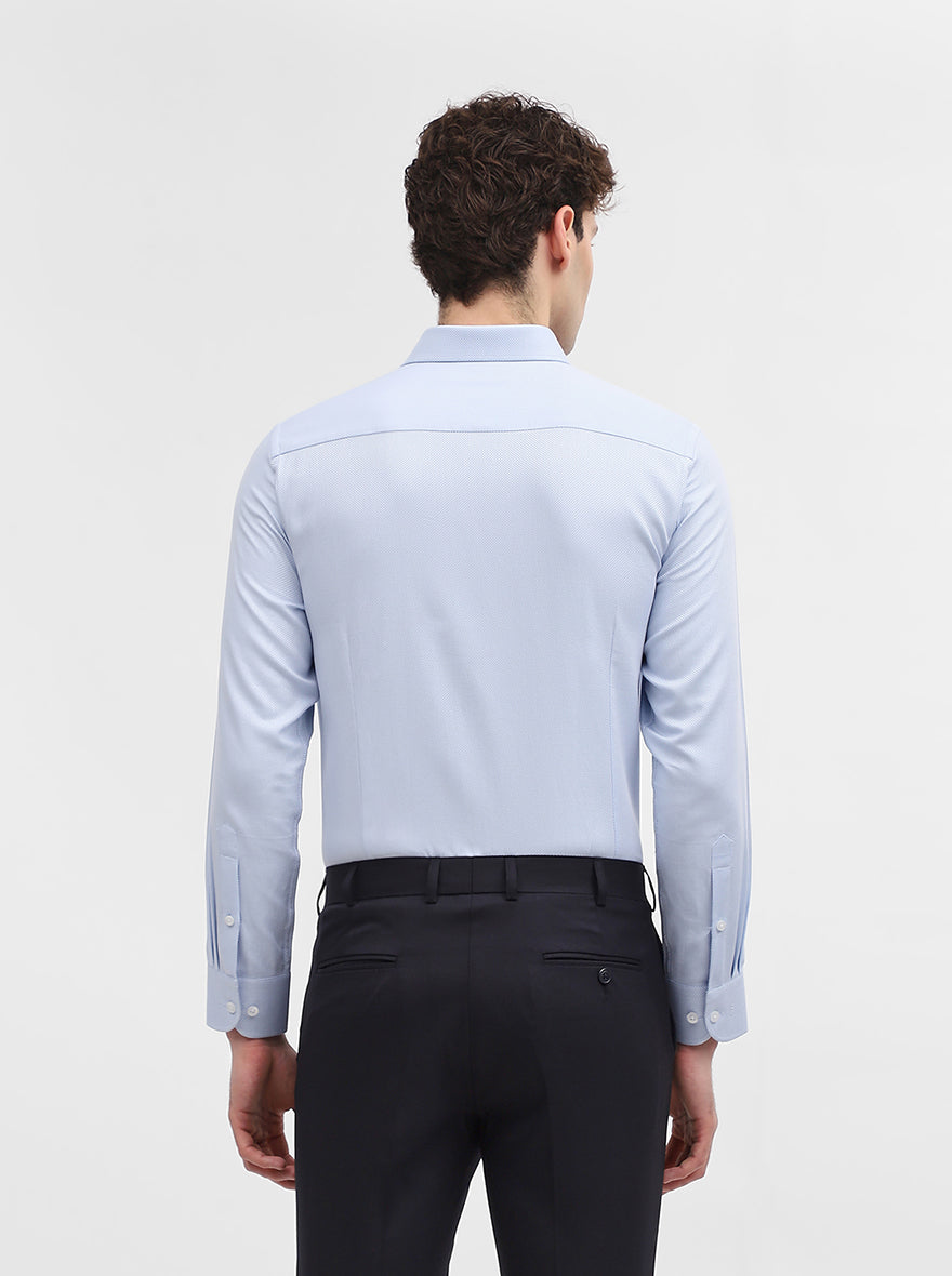 Blue Solid Slim Fit Formal Shirt | Metal