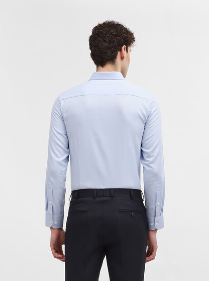 Blue Solid Slim Fit Formal Shirt | Metal
