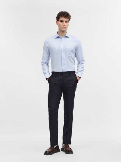Blue Solid Slim Fit Formal Shirt | Metal