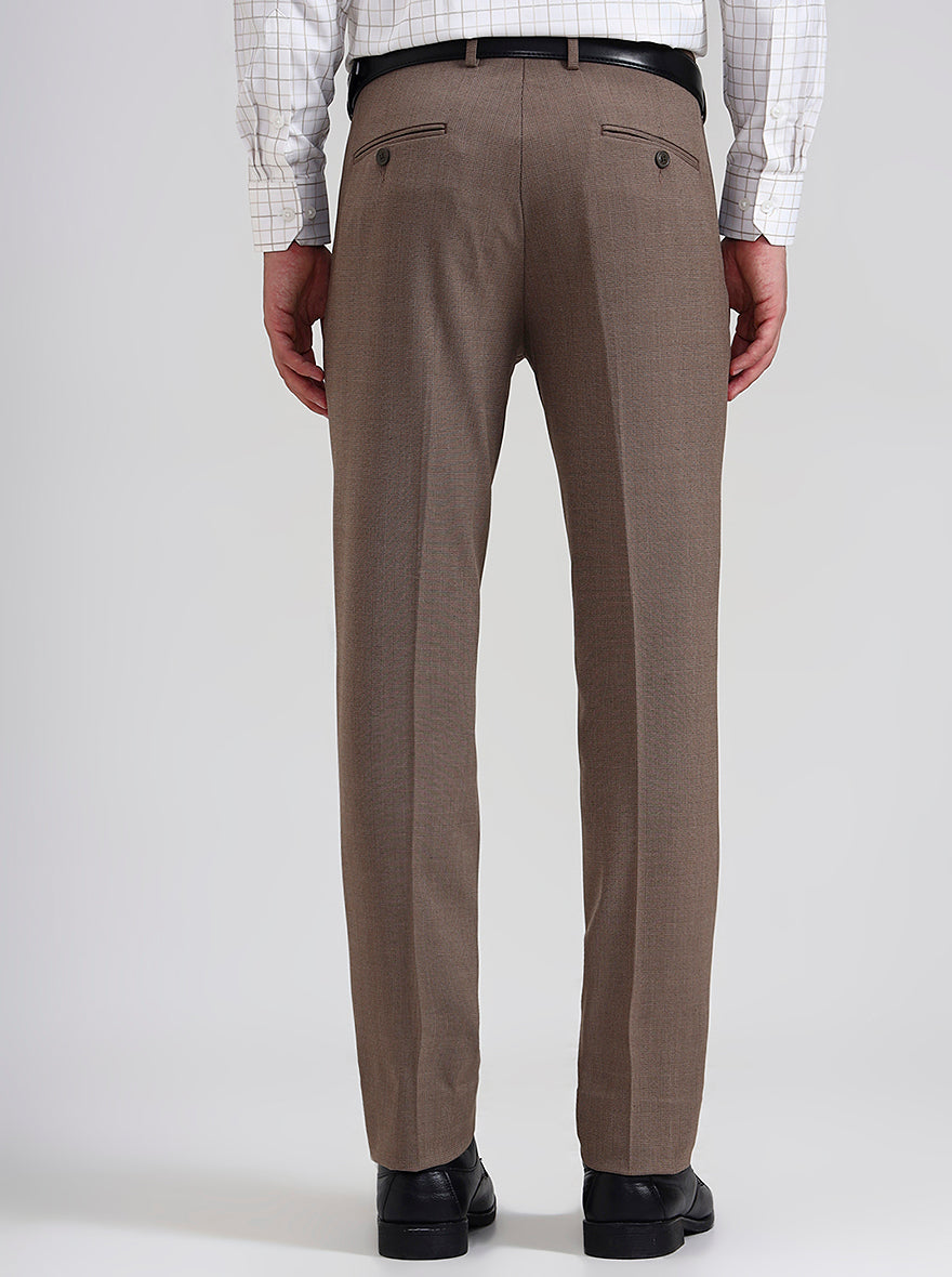 Brown Checked Slim Fit Formal Trouser | JadeBlue Youth
