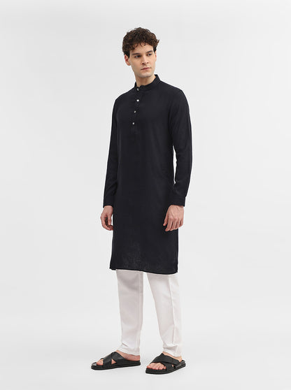 Black Solid Modi Kurta | JadeBlue