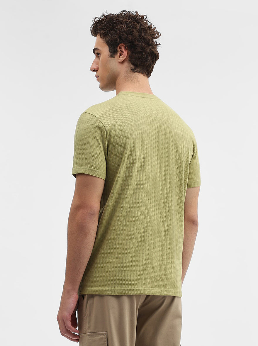 Green Jaquard Slim Fit T-Shirt | JadeBlue