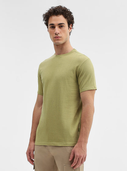 Green Jaquard Slim Fit T-Shirt | JadeBlue