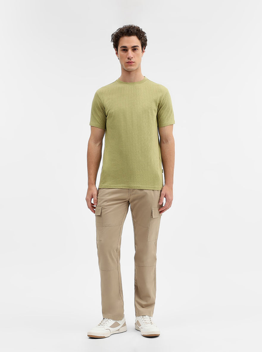 Green Jaquard Slim Fit T-Shirt | JadeBlue