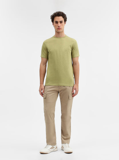 Green Jaquard Slim Fit T-Shirt | JadeBlue