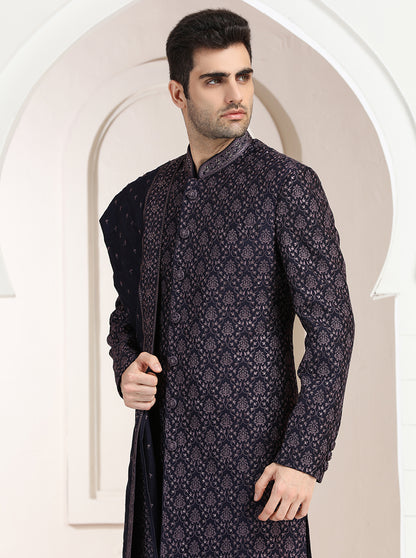 Purple Embroidered Indowestern | TULA