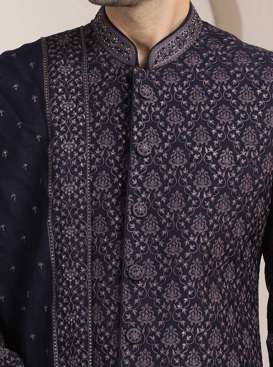 Purple Embroidered Indowestern | TULA