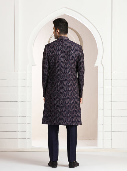 Purple Embroidered Indowestern | TULA