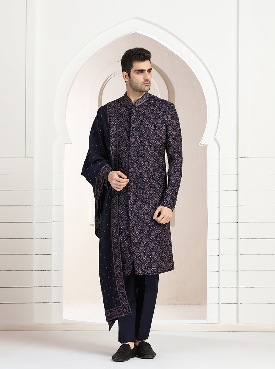 Purple Embroidered Indowestern | TULA