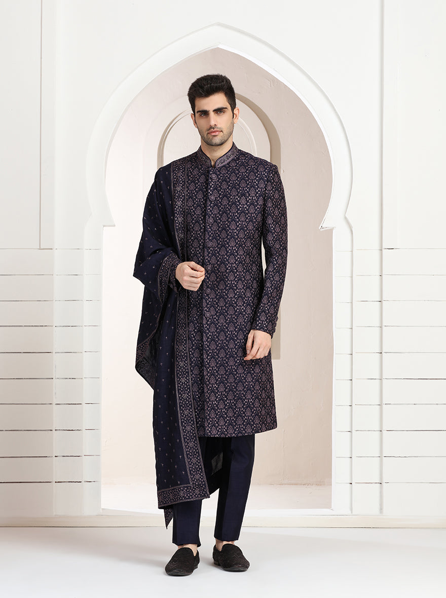 Purple Embroidered Indowestern | TULA