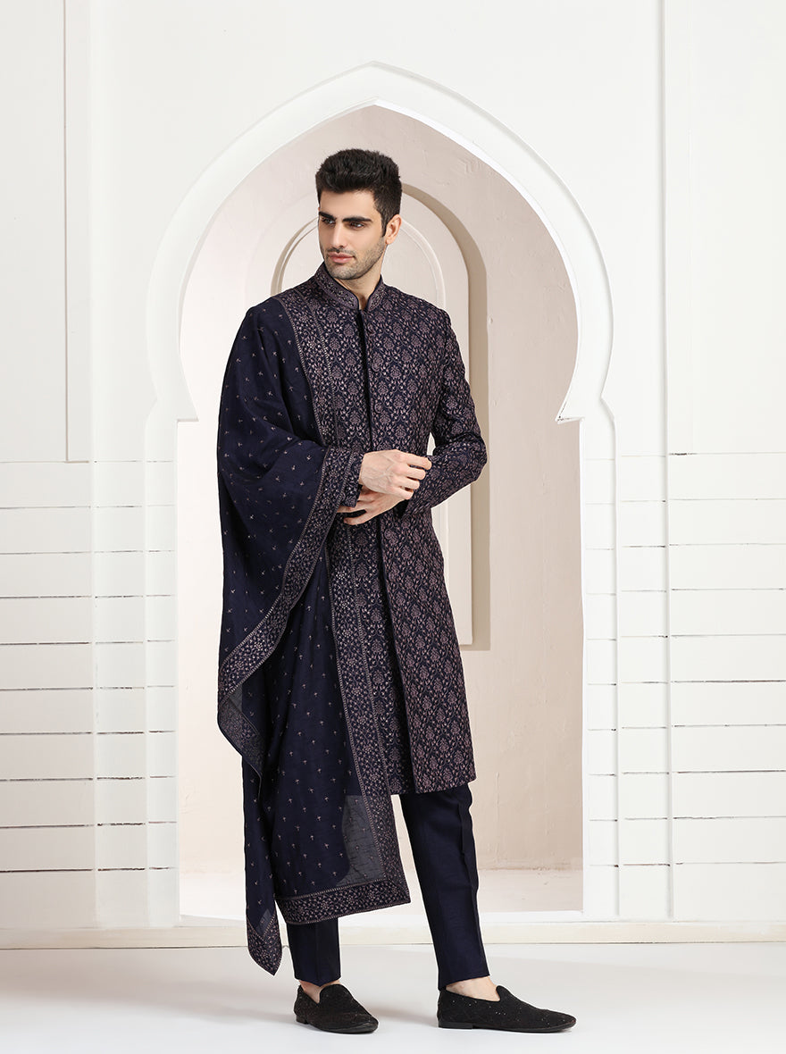 Purple Embroidered Indowestern | TULA
