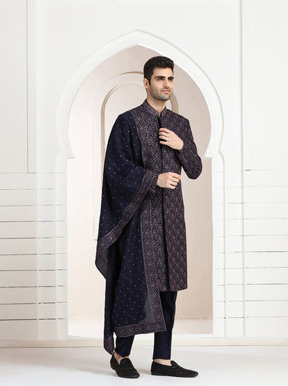 Purple Embroidered Indowestern | TULA