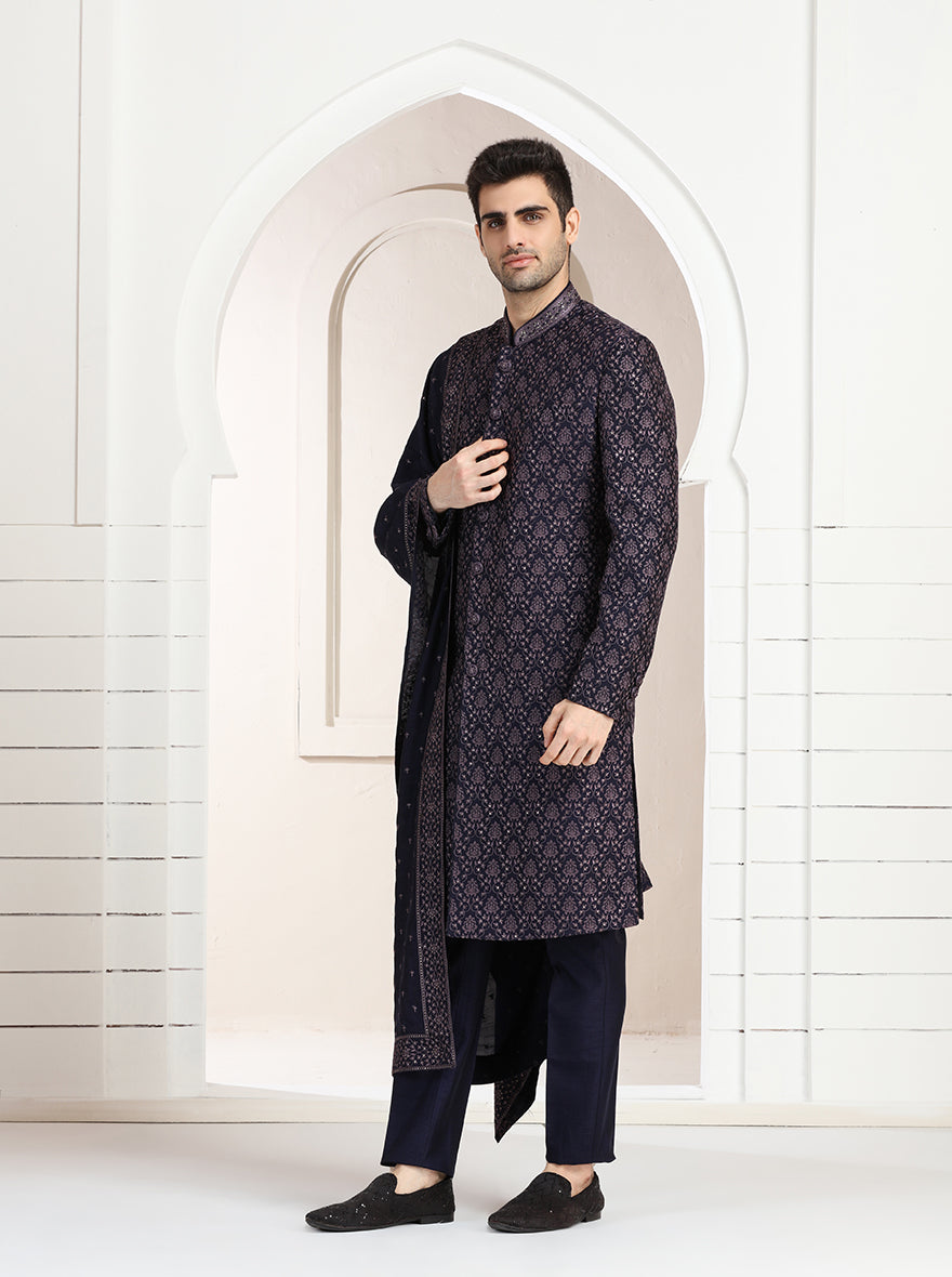 Purple Embroidered Indowestern | TULA