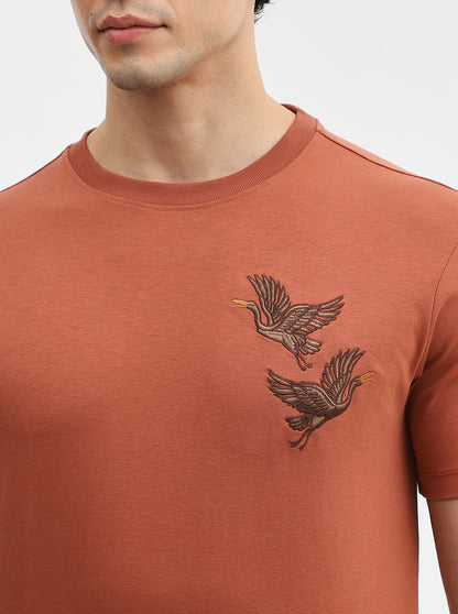 Rust Printed Slim Fit T-Shirt | JadeBlue