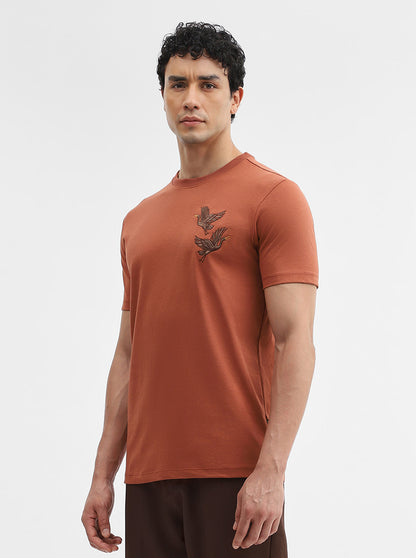 Rust Printed Slim Fit T-Shirt | JadeBlue
