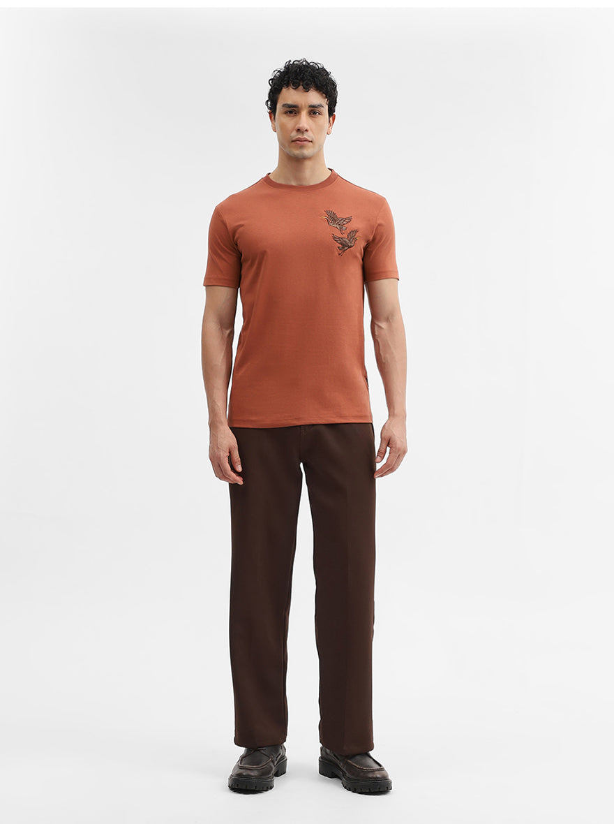 Rust Printed Slim Fit T-Shirt | JadeBlue