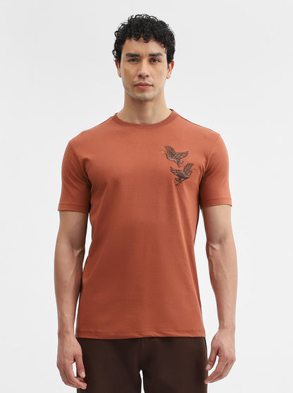 Rust Printed Slim Fit T-Shirt | JadeBlue