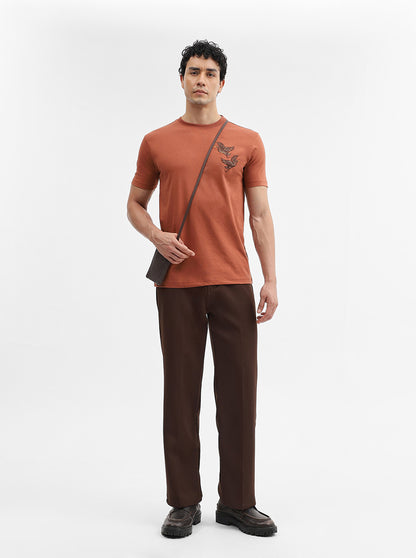 Rust Printed Slim Fit T-Shirt | JadeBlue