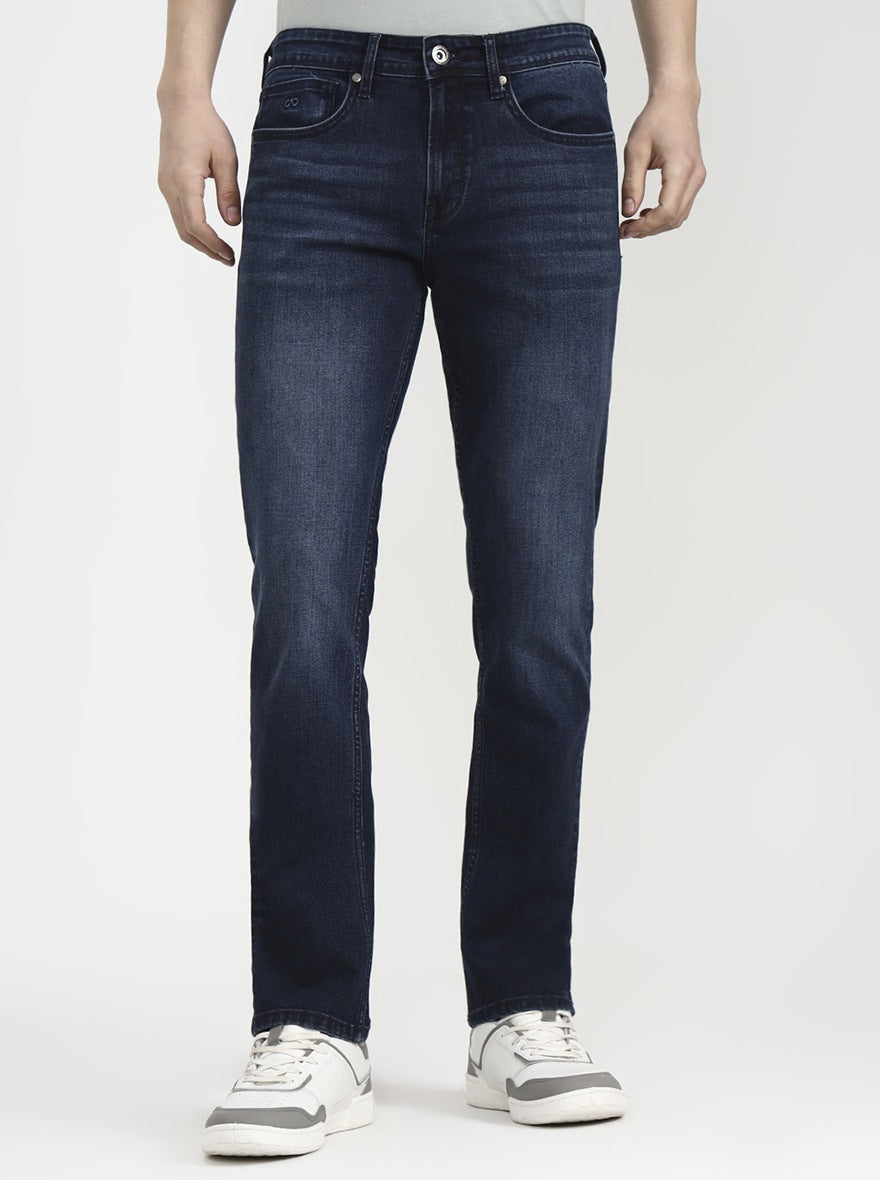 Deep Indigo Blue Solid Straight Fit Jeans | JadeBlue