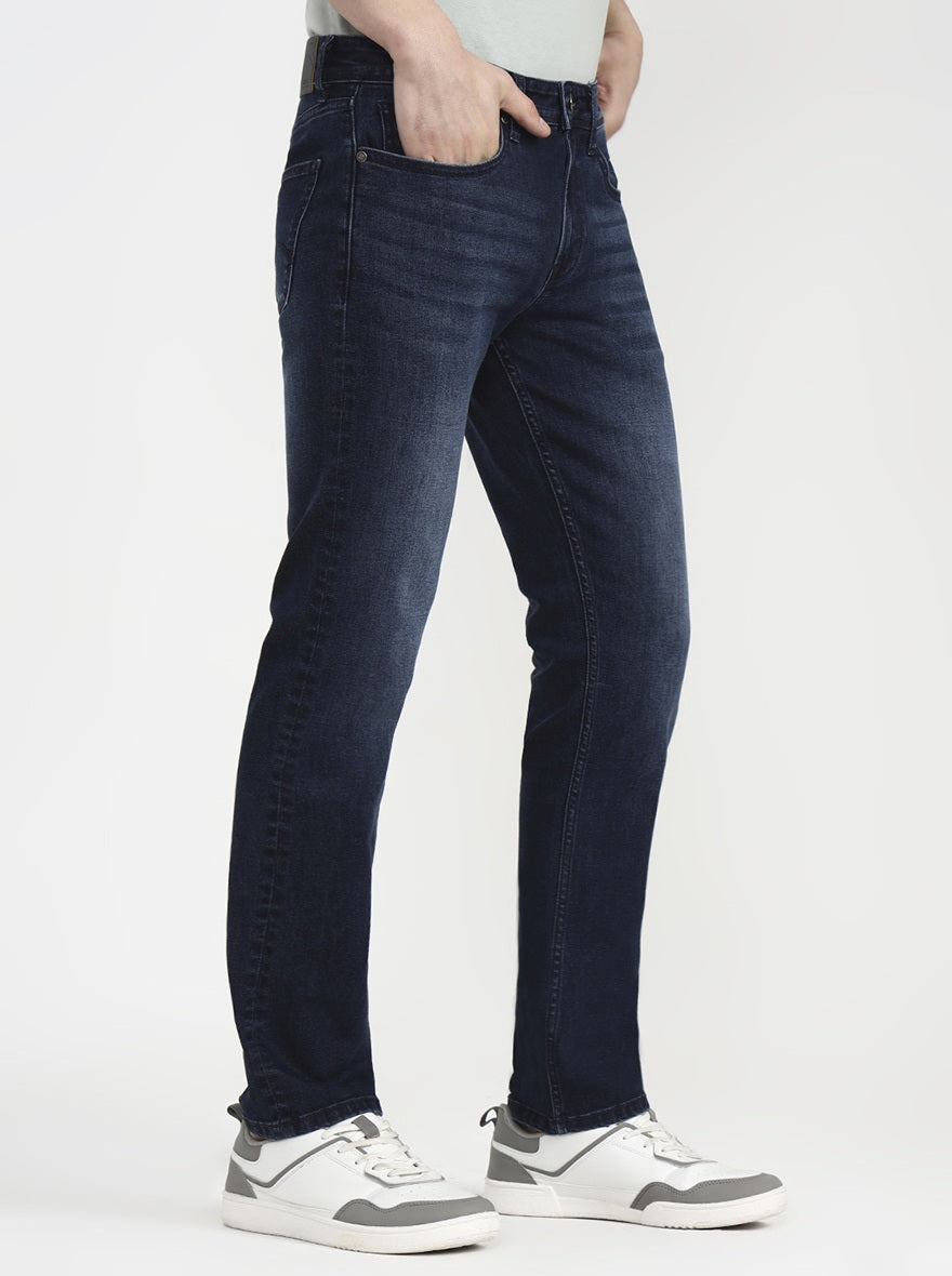 Deep Indigo Blue Solid Straight Fit Jeans | JadeBlue