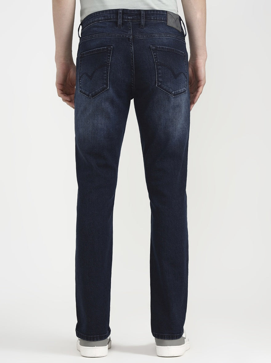 Deep Indigo Blue Solid Straight Fit Jeans | JadeBlue