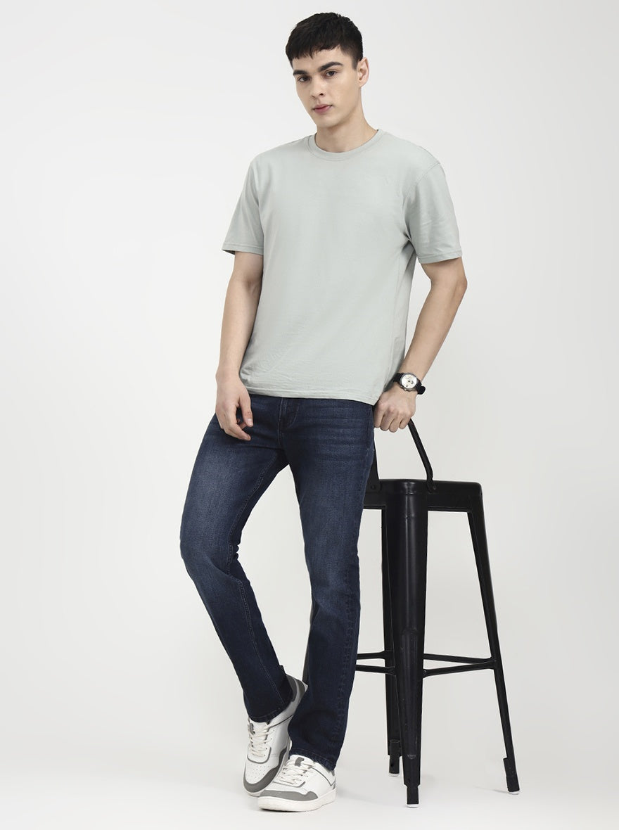 Deep Indigo Blue Solid Straight Fit Jeans | JadeBlue