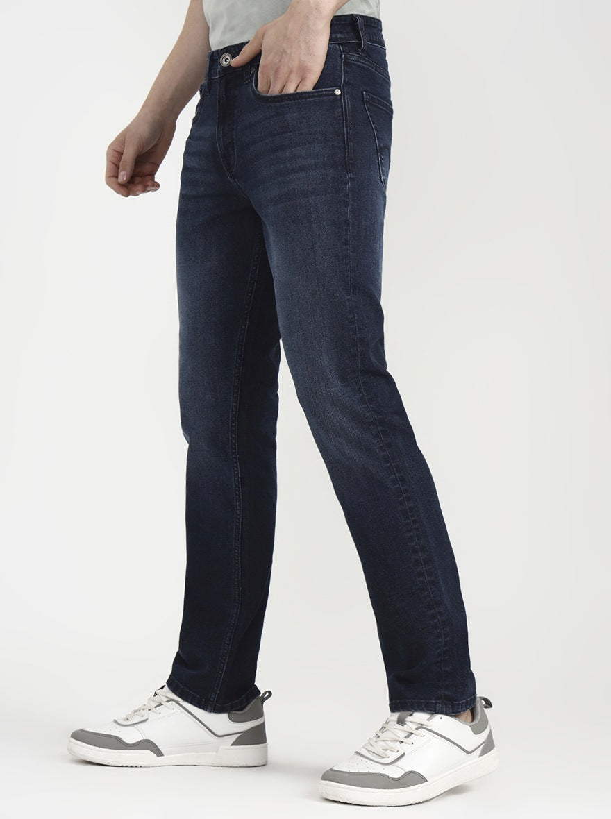 Deep Indigo Blue Solid Straight Fit Jeans | JadeBlue