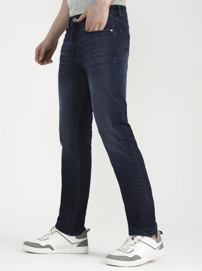 Deep Indigo Blue Solid Straight Fit Jeans | JadeBlue