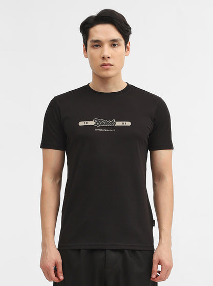 Black Printed Slim Fit T-Shirt | JadeBlue