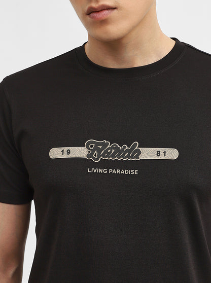 Black Printed Slim Fit T-Shirt | JadeBlue
