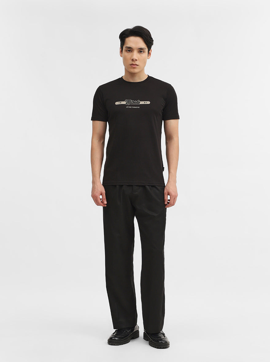 Black Printed Slim Fit T-Shirt | JadeBlue