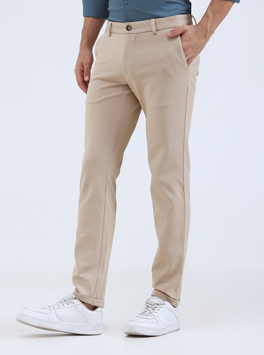 Fawn Solid Slim Fit Club Wear Trouser | Greenfibre