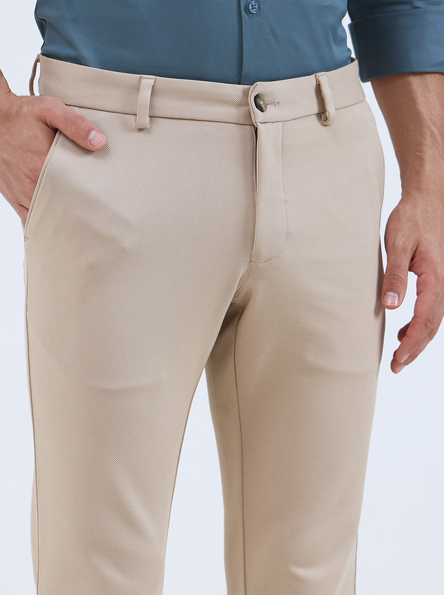 Fawn Solid Slim Fit Club Wear Trouser | Greenfibre
