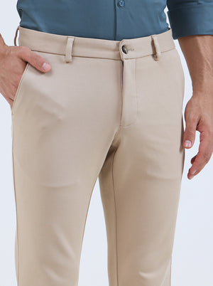 Fawn Solid Slim Fit Club Wear Trouser | Greenfibre