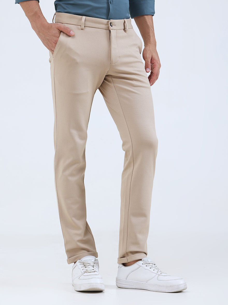 Fawn Solid Slim Fit Club Wear Trouser | Greenfibre