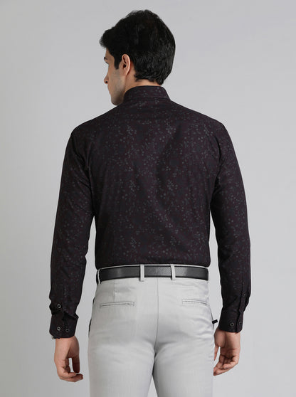 Wine Printed Slim Fit Party Wear Shirt | Greenfibre
