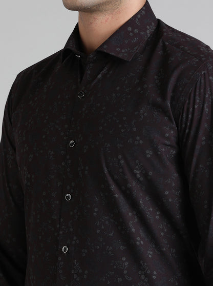 Wine Printed Slim Fit Party Wear Shirt | Greenfibre