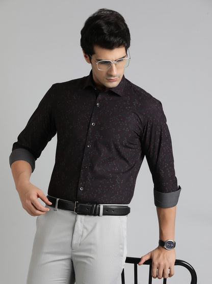 Wine Printed Slim Fit Party Wear Shirt | Greenfibre