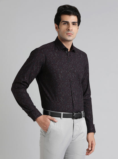 Wine Printed Slim Fit Party Wear Shirt | Greenfibre