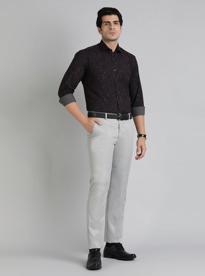 Wine Printed Slim Fit Party Wear Shirt | Greenfibre