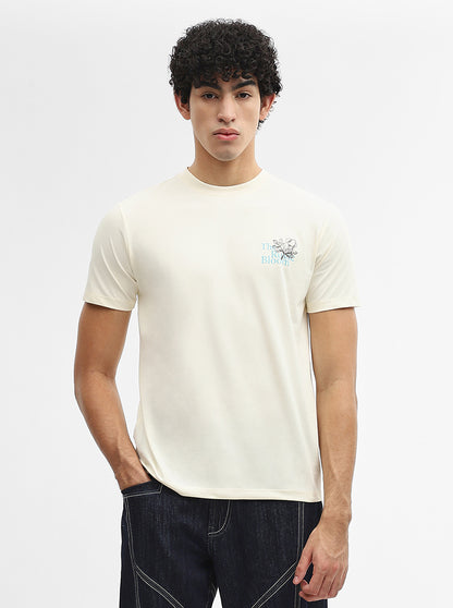 Off White Printed Slim Fit T-Shirt | JadeBlue