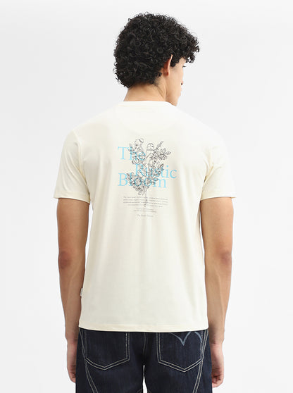 Off White Printed Slim Fit T-Shirt | JadeBlue