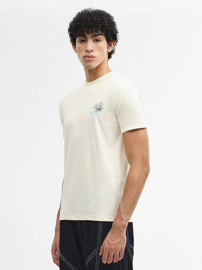 Off White Printed Slim Fit T-Shirt | JadeBlue