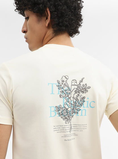 Off White Printed Slim Fit T-Shirt | JadeBlue