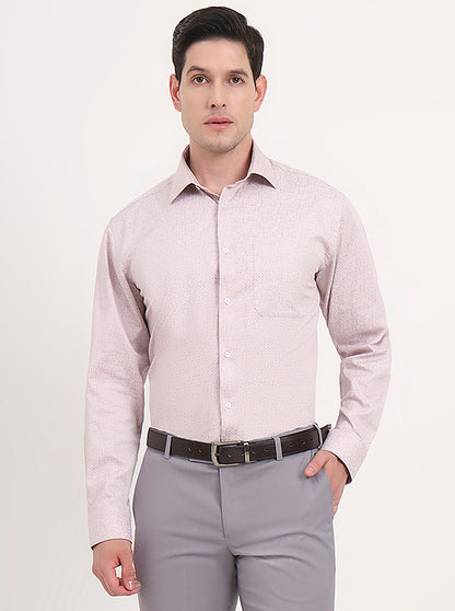 Dusty Pink Printed Regular Fit Formal Shirt | JadeBlue