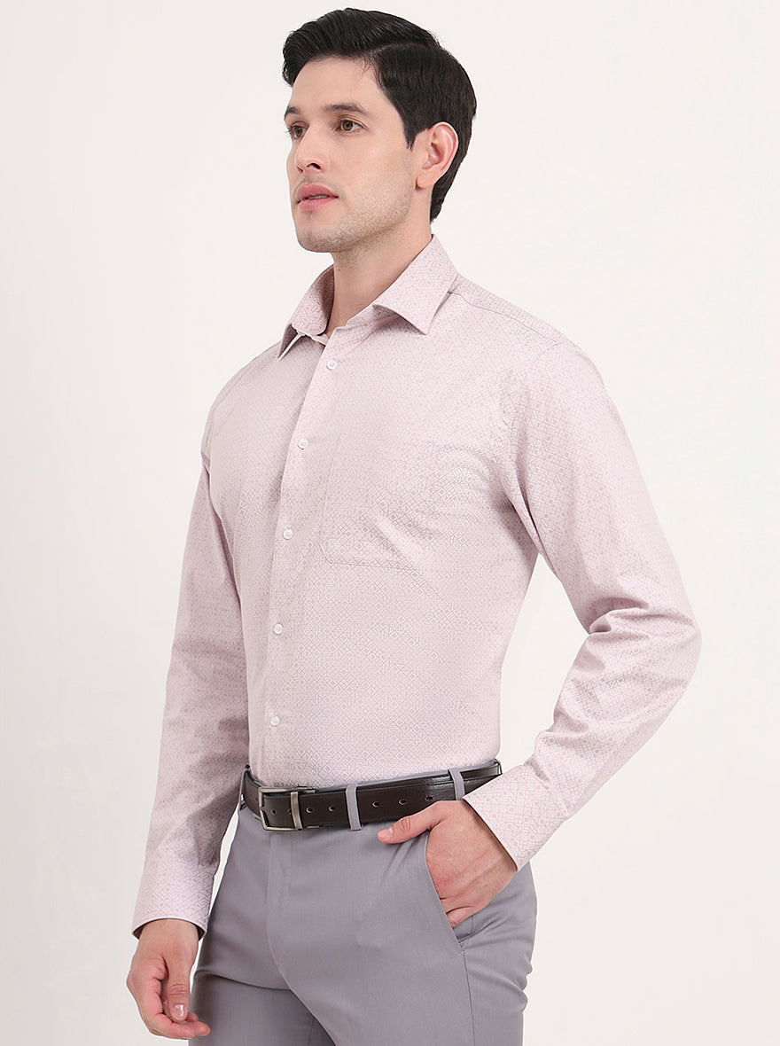 Dusty Pink Printed Regular Fit Formal Shirt | JadeBlue