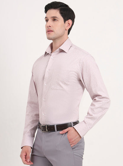 Dusty Pink Printed Regular Fit Formal Shirt | JadeBlue