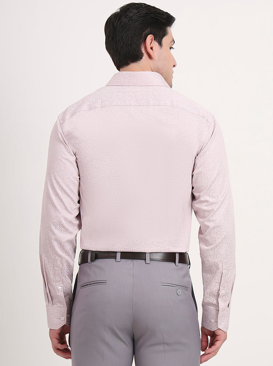 Dusty Pink Printed Regular Fit Formal Shirt | JadeBlue