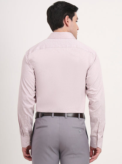 Dusty Pink Printed Regular Fit Formal Shirt | JadeBlue