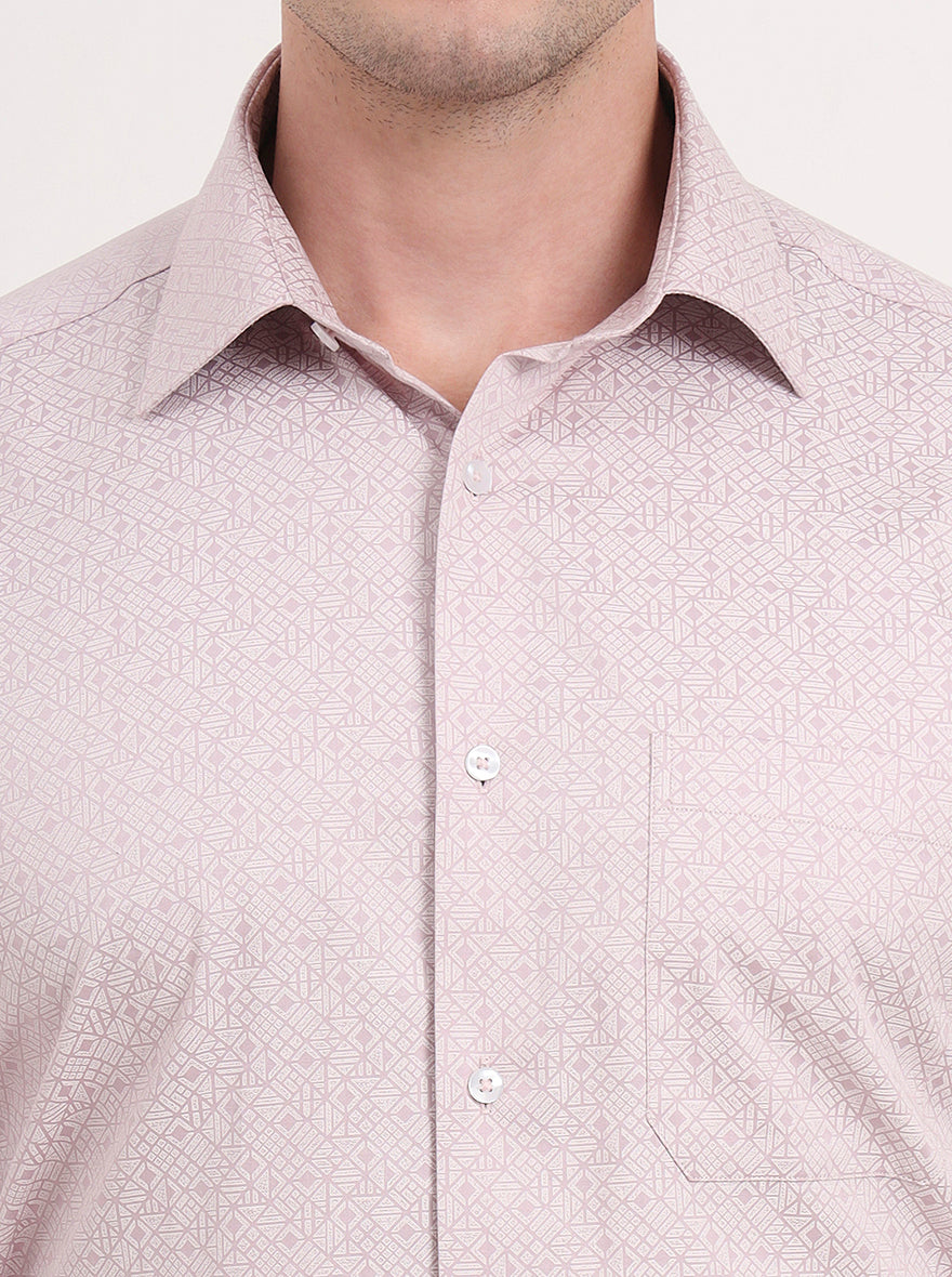 Dusty Pink Printed Regular Fit Formal Shirt | JadeBlue